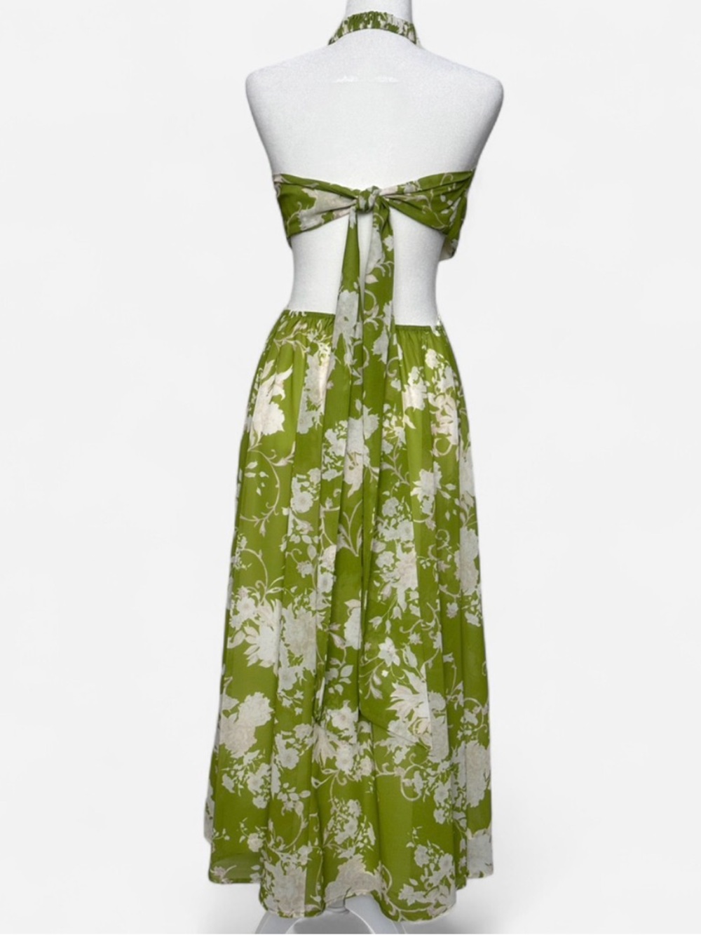 BRAND NEW - Vici Colllection Green Floral Halter Midi Dress - Size Medium - Picture 4 of 7